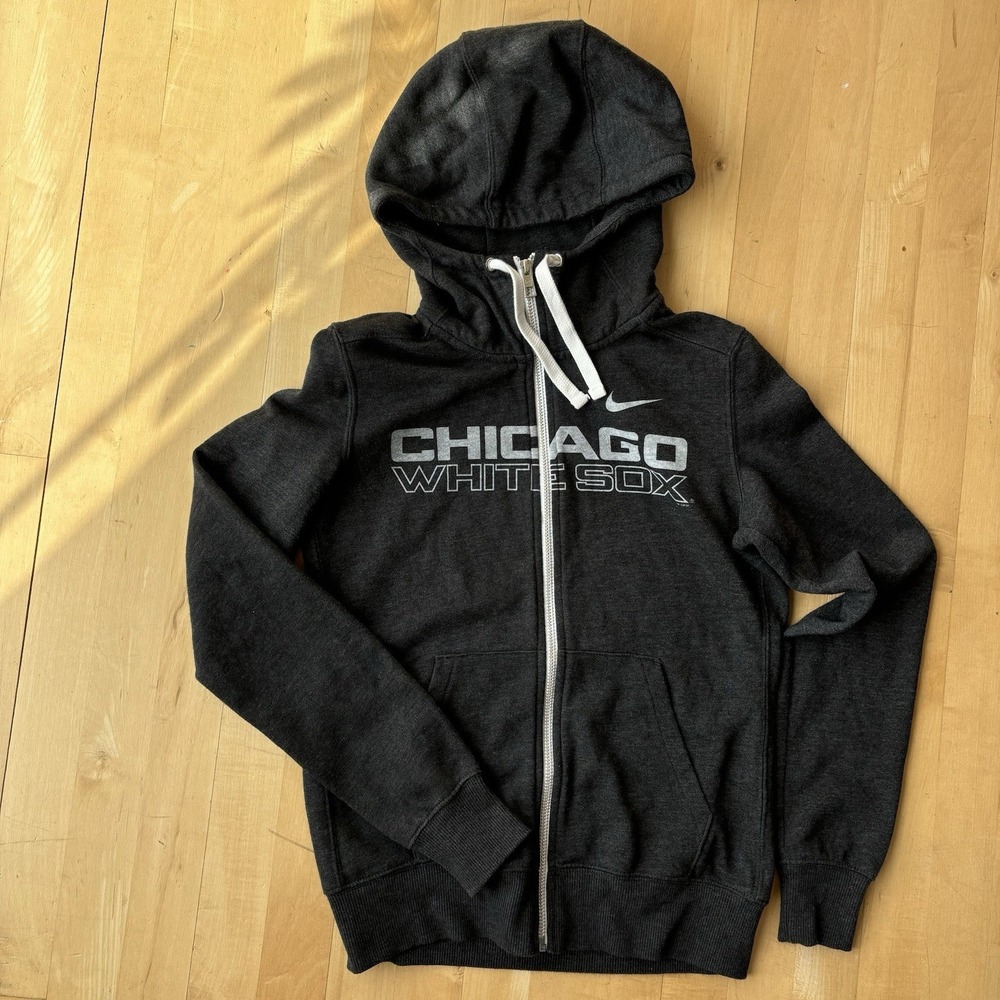 Nike Chicago White Sox Hoodie Mens Medium Full Zip Sweatshirt MLB Gray Baseball